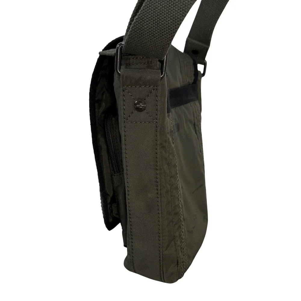 Vintage Fossil Messenger Bag Green Canvas Techwear Utility Crossbody